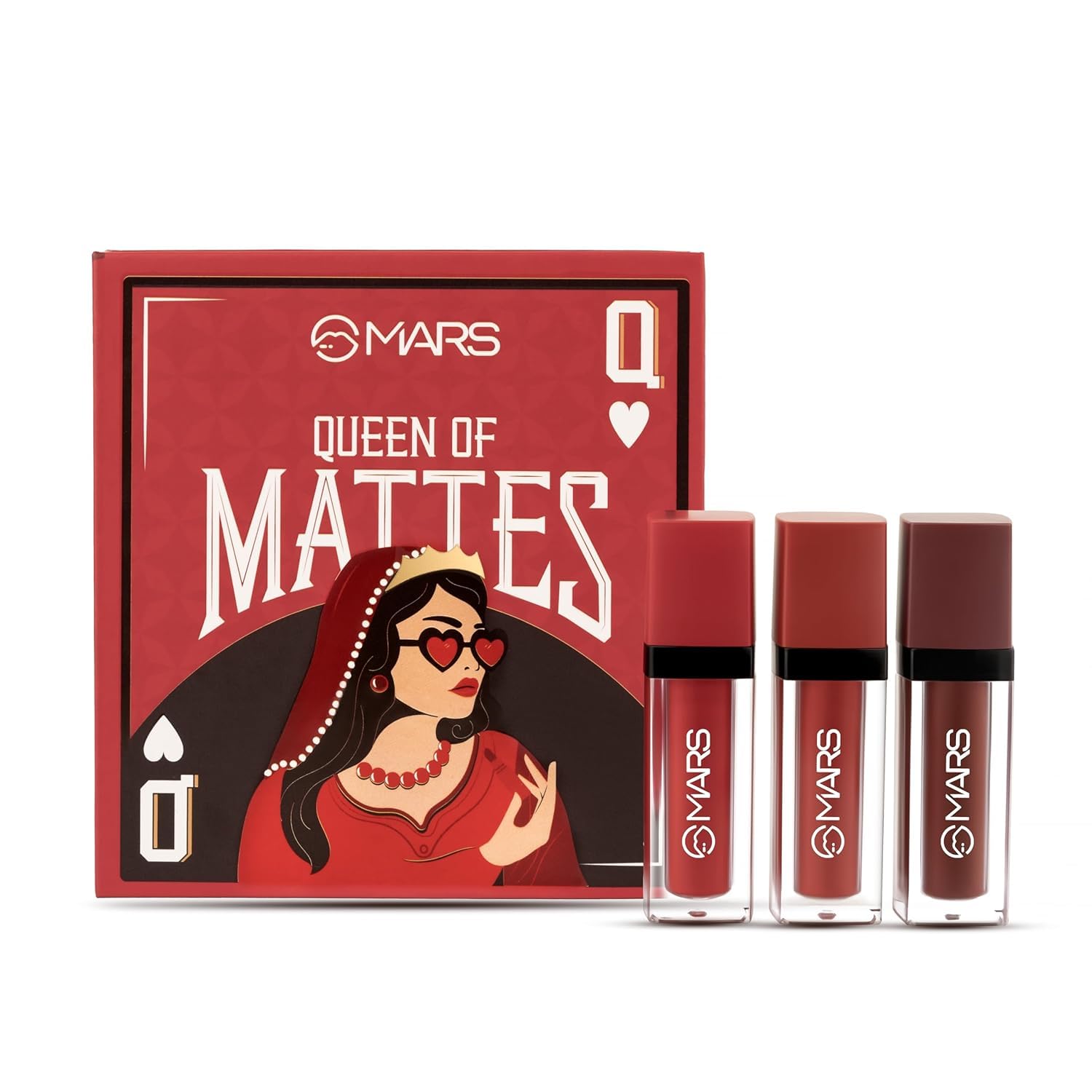 MARS Queen of Mattes Lipstick Valentine Gift Items Box Set, 3 x 4.5 ml, Smudgeproof, Transferproof, Intense Pigmentation, Long-Lasting (REDS & MAROONS)-image-37