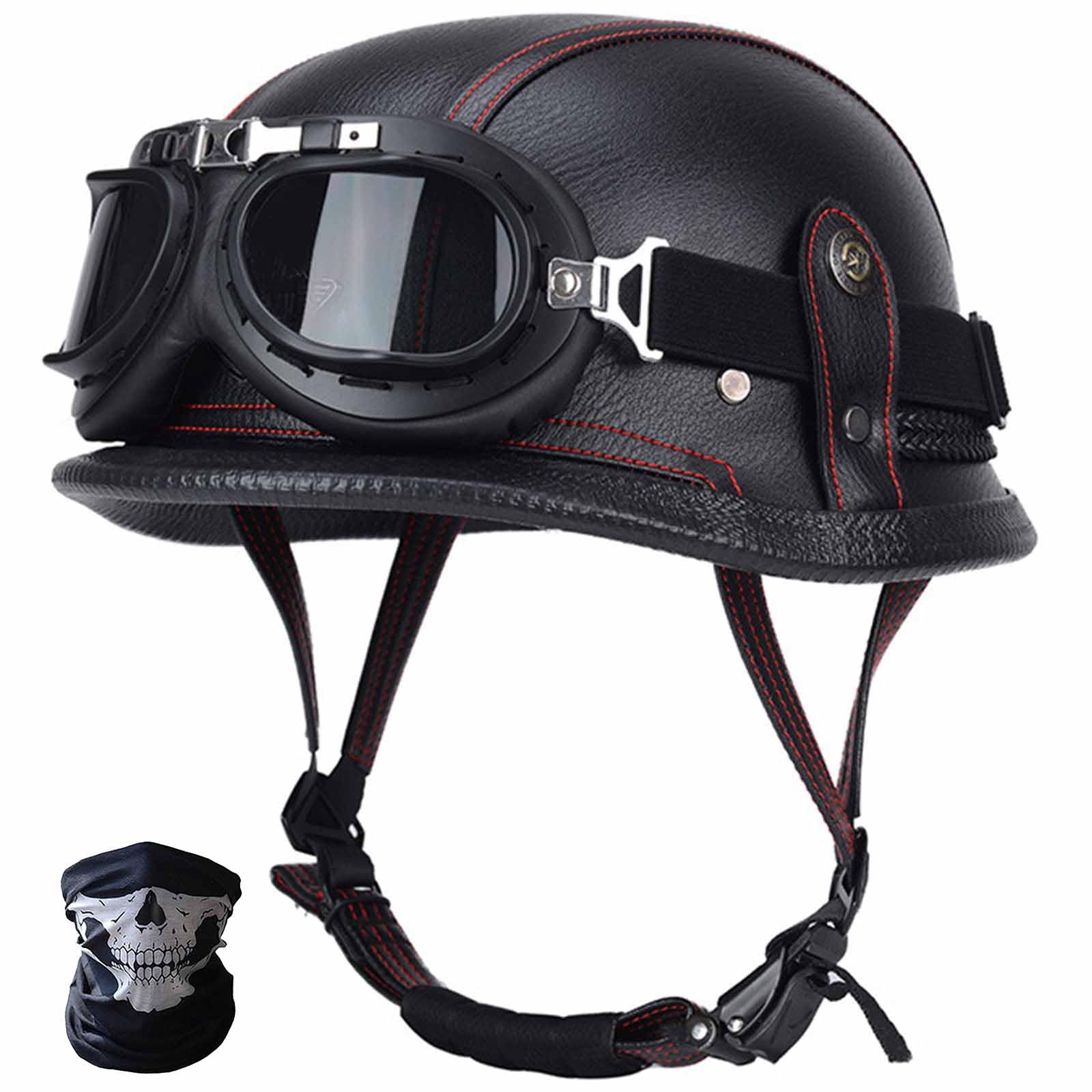 Półkask motocyklowy w stylu retro, półskorupowy, niemiecka skóra, półkaski motocyklowe, retro, półkask skórzany, do Cruiser Choped, dopuszczenie ECE