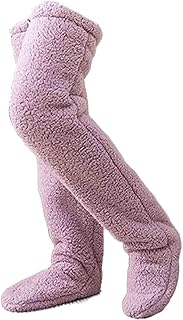 fencyatt Snuggs Cozy Socks, Snugglepaws Cozy Socks, Shnoozzz Warm Over Knee Fuzzy Socks, Teddy Legs Socks Over Knee High Fuzzy Socks Long Leg Warmers Winter Home Sleeping Slipper Socks for Women (Pink)