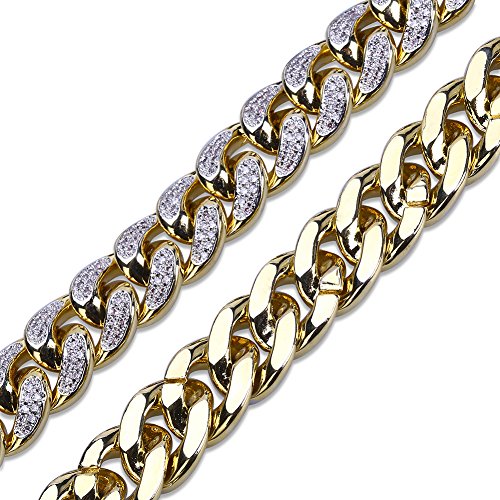 Topgrillz 18Mm 18K Gold Plated Iced Out Cz Lab Diamond Miami Mens Choker Cuban Link Chain For Women Necklace Hip Hop(18Mm Gold,18) #TOP2