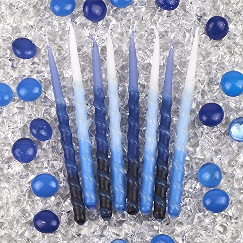 Zion Judaica Ltd Set Of 45 Dripless Hanukkah Candles Spiral Candle Includes A Diy Dreidel, Prayer Card, Standard Size Menorah Candles For Eight Nights Of Chanukah, Multi Tone Blue And White Ombre #TOP6