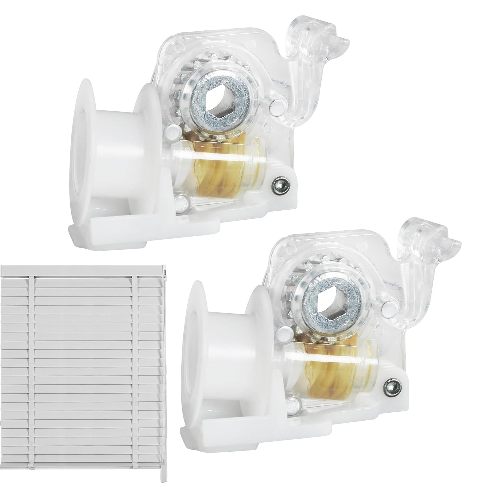 Blind Tilt Mechanism Replacement | Transparent Tilt Mechanism | Set Of 2 Heavy Duty Horizontal Blinds Mechanisms With Transparent Thin Lines – Drapery Hardware For Home Renovation