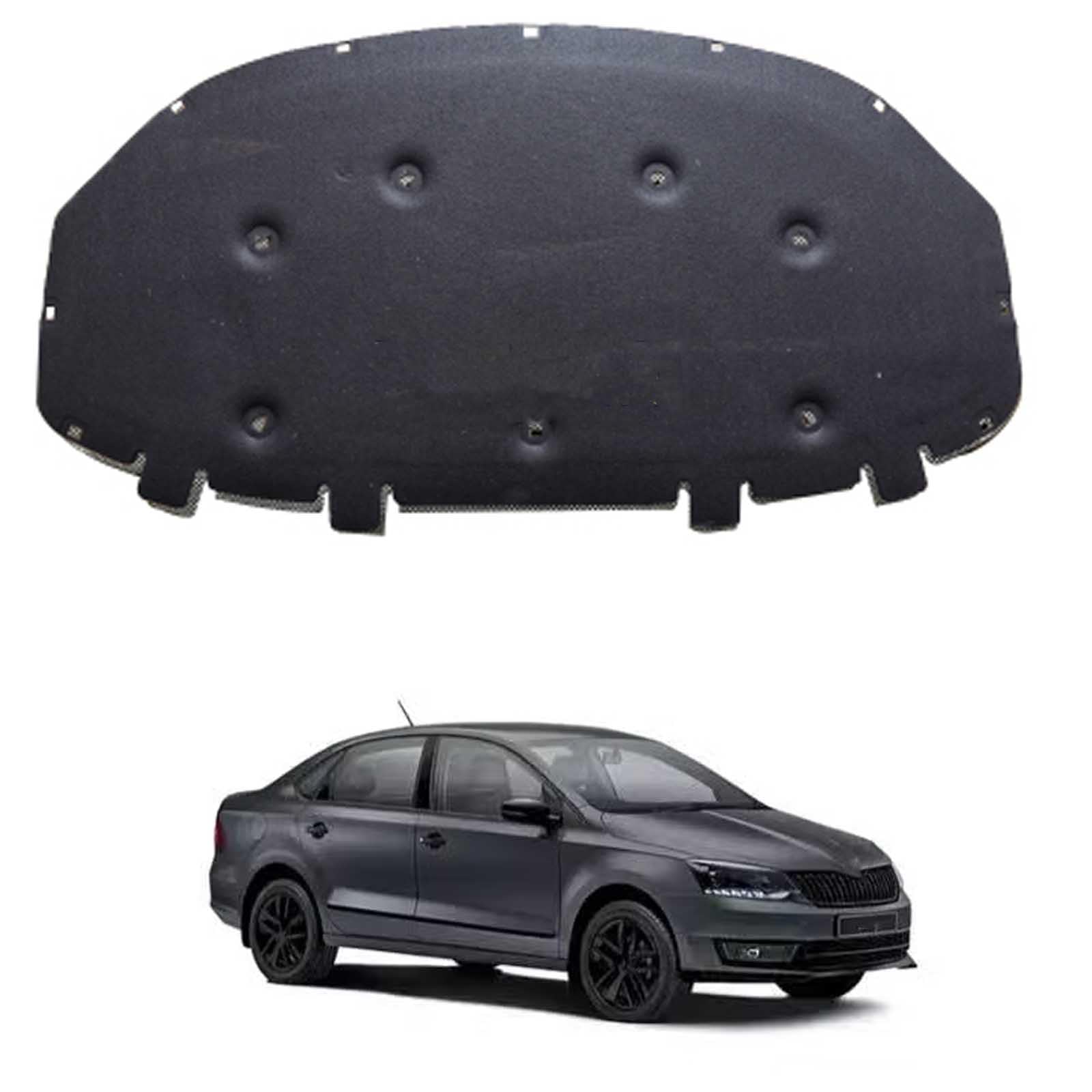 Papep Normal Heat Shield & Soundproof Cotton For Skoda Rapid 2020-2022, Bonnet Engine Insulation Mat, Noise Reduction Thermal Liner Cover For Car Hood