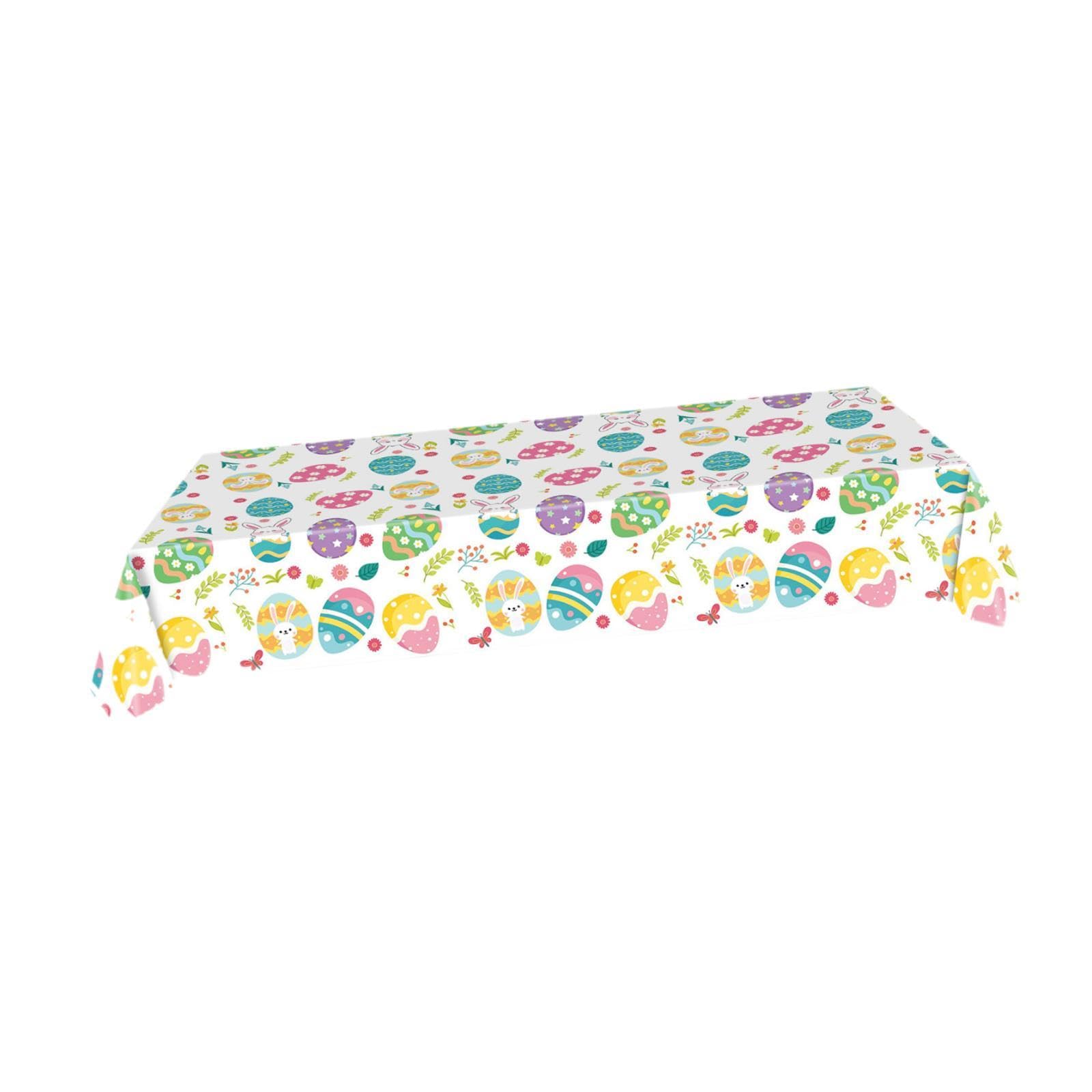 Easter Tablecloth Washable Spring Easters Table Cover for Office Home Picnic Colorful Eggs-picture-12