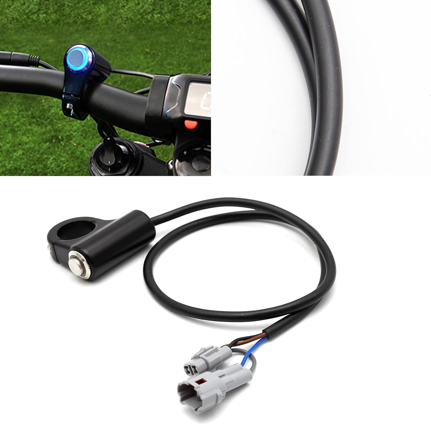 Headlight Kill Switch Replacement for Sur Ron Segway X260 X160, Plug and Play, Help Save Battery,with Blue Halo and Plugs, Easy to Install and Use