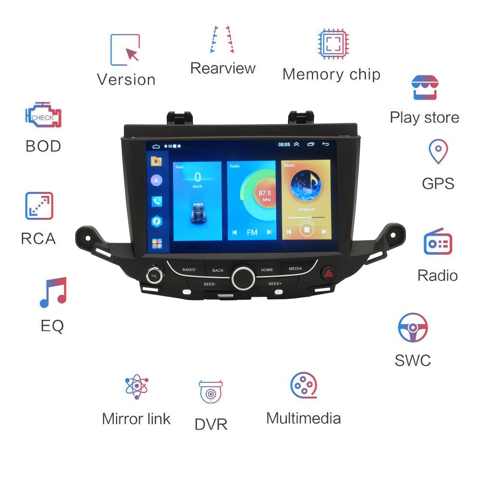Autoradio, 9-Zoll-Autoradio 39042448, Kabelloses Carplay, GPS-Navigation, HD-Touchscreen, Multimedia-Player, Ersatz für ASTRA K MK7