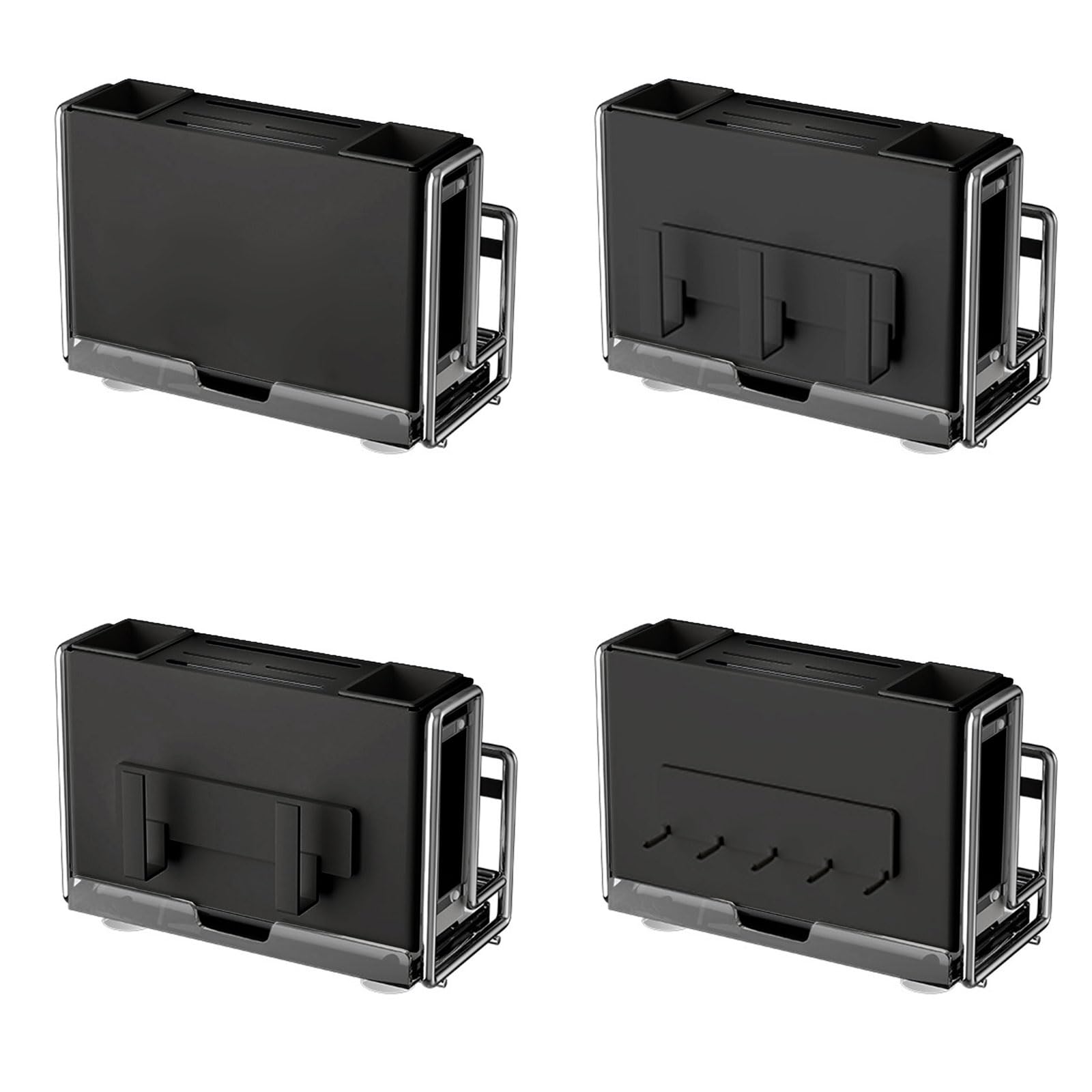 Robustes Der Wand Montiertes Aufbewahrungsregal Für Die Küche Zum Ordnen Von Besteck Und Wohnaccessoires. Konstruktionen Aus Karbonstahl