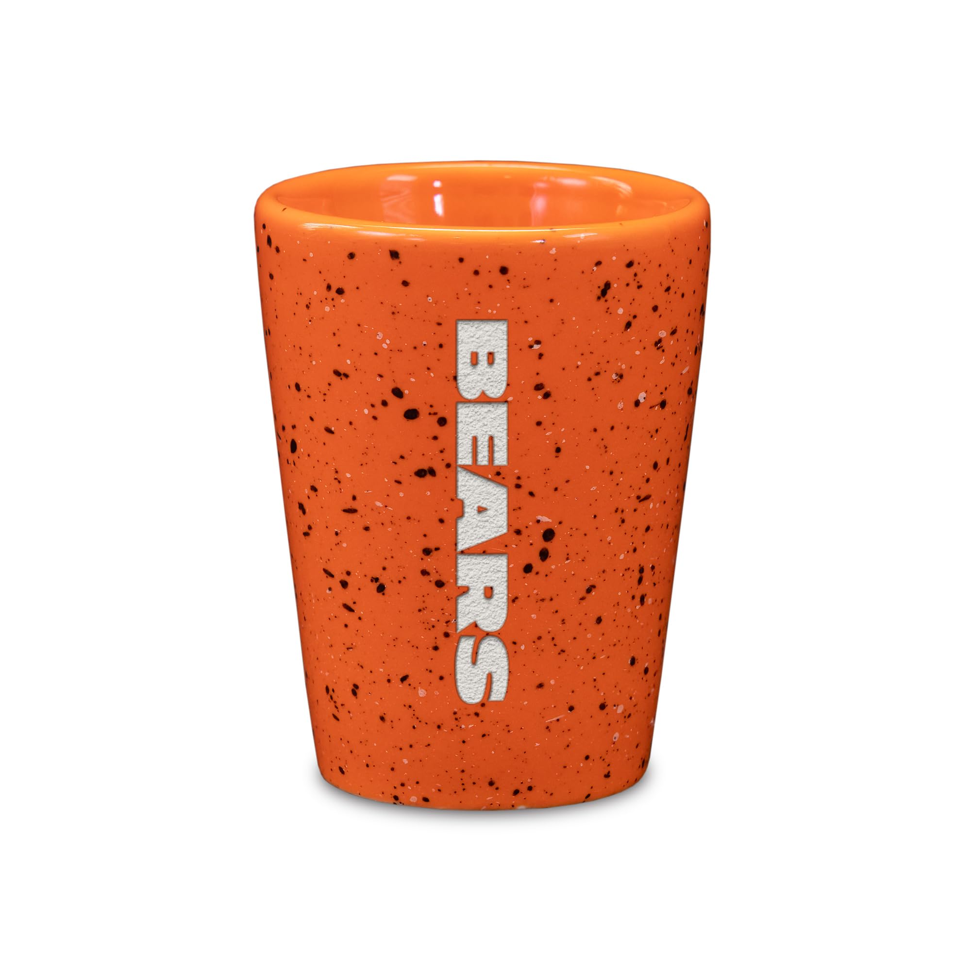 Rico Industries NFL Football Primary OR Wordmark Logo 2oz Ceramic Shot Glass for Fans, Laser Engraved In Team Color Single Shot Glass