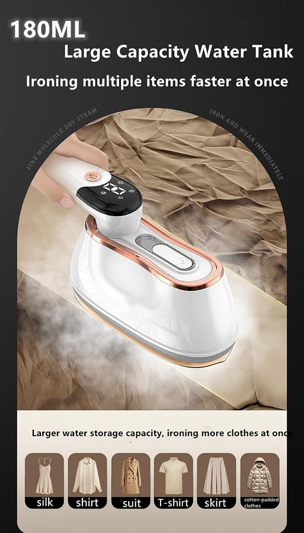 2 In 1 Portable Ironing Machine, Handheld Clothing Steam Iron, 1200W +15 Seconds Fast Heating,180°Rotation, LCD Display Ironing Mode, 7-Hole Pressurized Steam by GXMRHWY - Image 5
