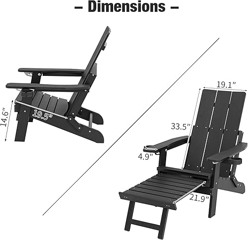 Miniatura 3 de Mega Casa Silla Adirondack Poly Lumber con portavasos, otomana y cojín, respaldo ajustable, material HIPS resistente a todo tipo de clima, patrón