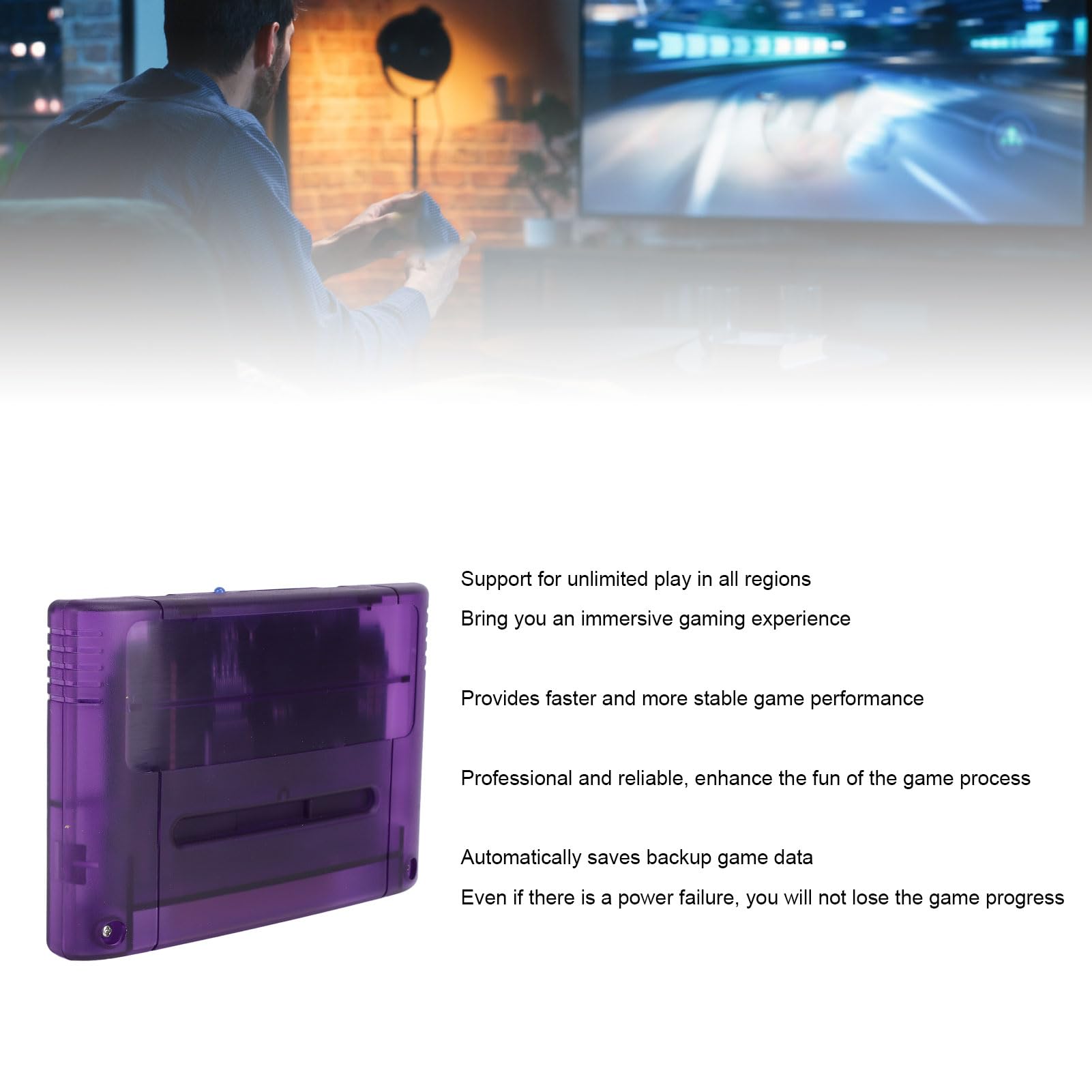 Cartuccia di Gioco 3000 in 1, Scheda di Gioco V1 Super 3000 in 1, Scheda di Memoria Integrata da 8GB, Scheda Masterizzatore SFC per Console di Gioco SNES/SFC (viola