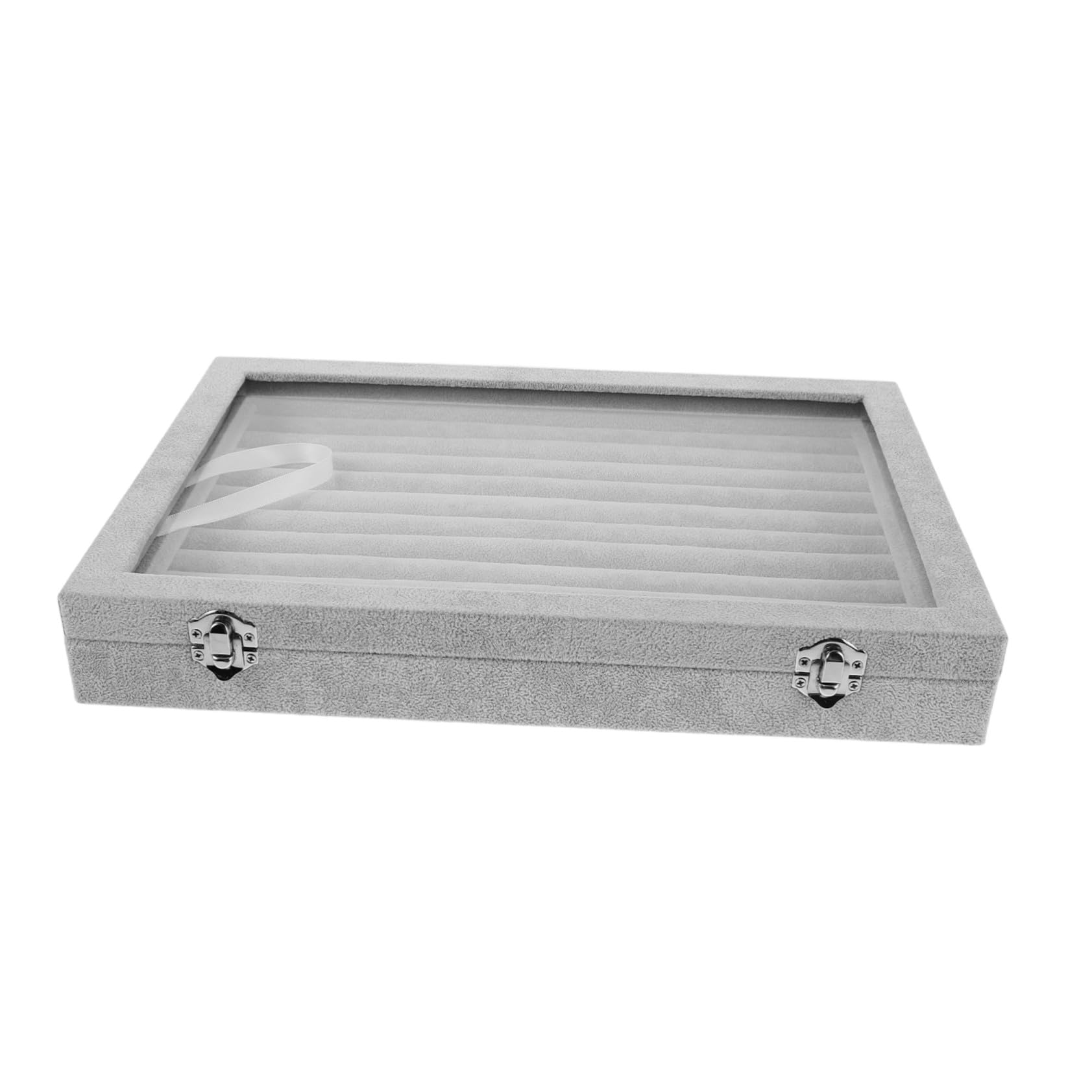 Caja De Almacenamiento De Joyas Exhibición Del Sostenedor Del Anillo Almacenamiento De Joyas De Terciopelo Sostenedor Del Anillo Para La Joyería Franela Gris