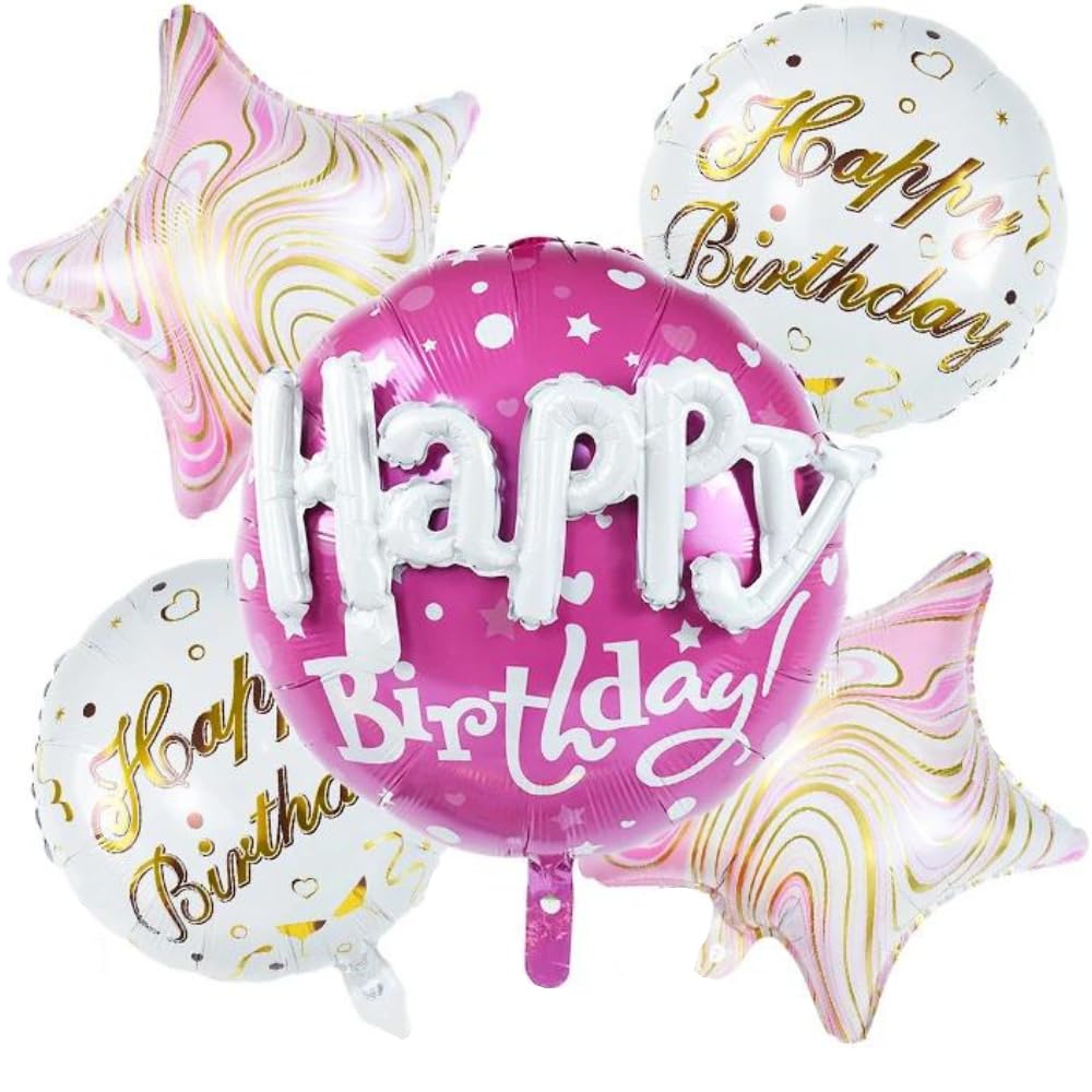 DIWULI Geburtstags-Luftballons Set – 'Happy Birthday', Ca. 45 Cm Groß, Mit Aufblashalm, Für Helium & Luft, Wiederverwendbar