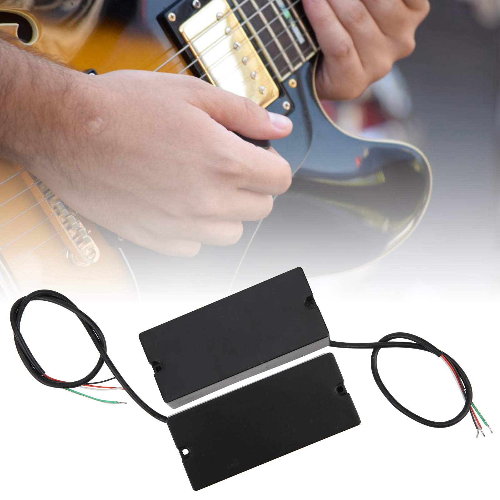 Bediffer Basso a 4 Corde con Doppio Pickup con funzionalità di Riduzione del Rumore per Musicisti Professionisti, 2 unità in Plastica Nera e Metallo