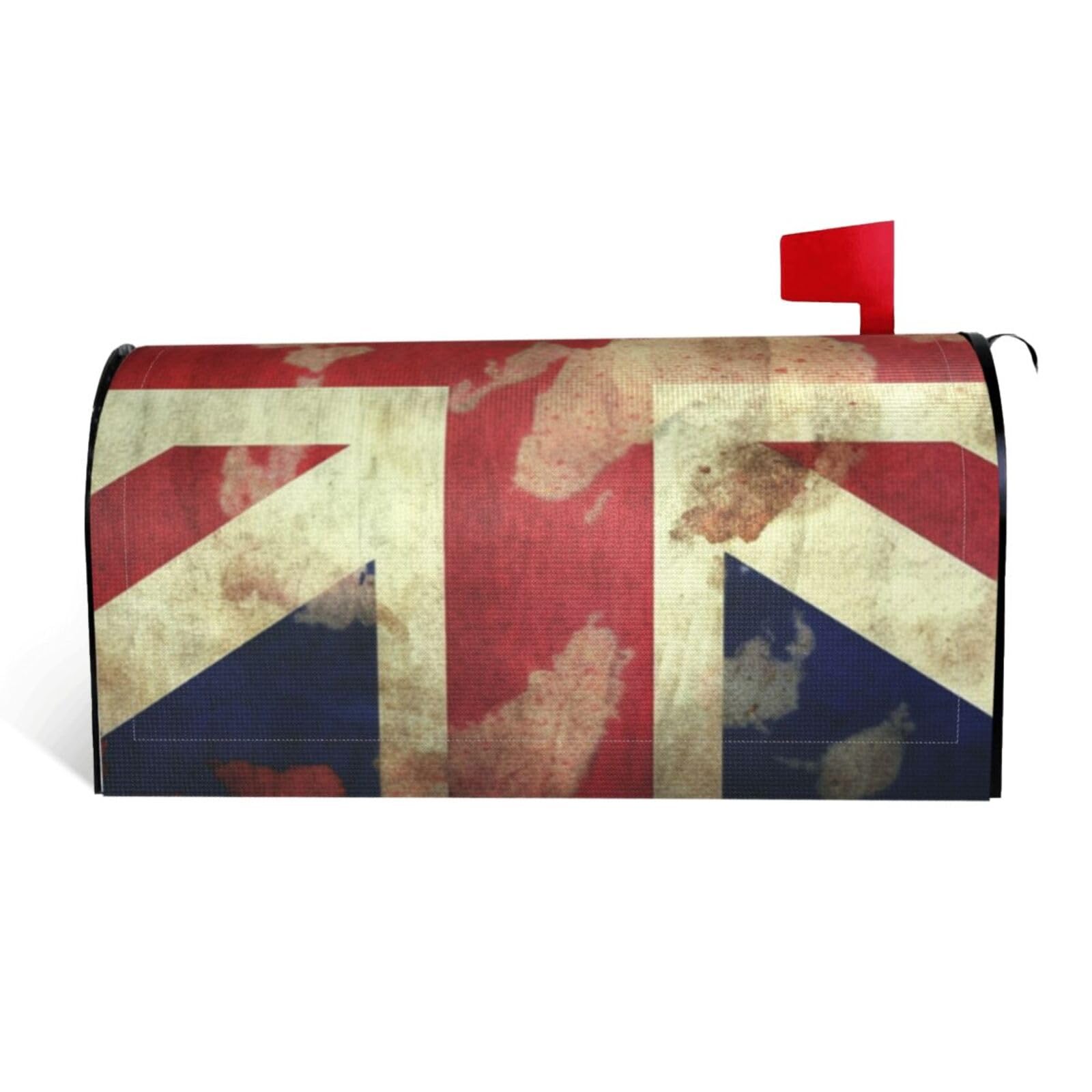 Vintage Union Jack British Flag Mailbox Cover Standard Size 21x18 in Magnetic Mailbox Wraps Waterproof Post Wraps Letter Box Cover for Garden Home Decorations