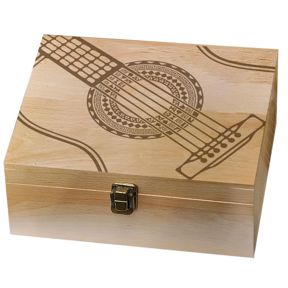Boîte à souvenirs guitare en bois arricraft avec couvercle à charnière