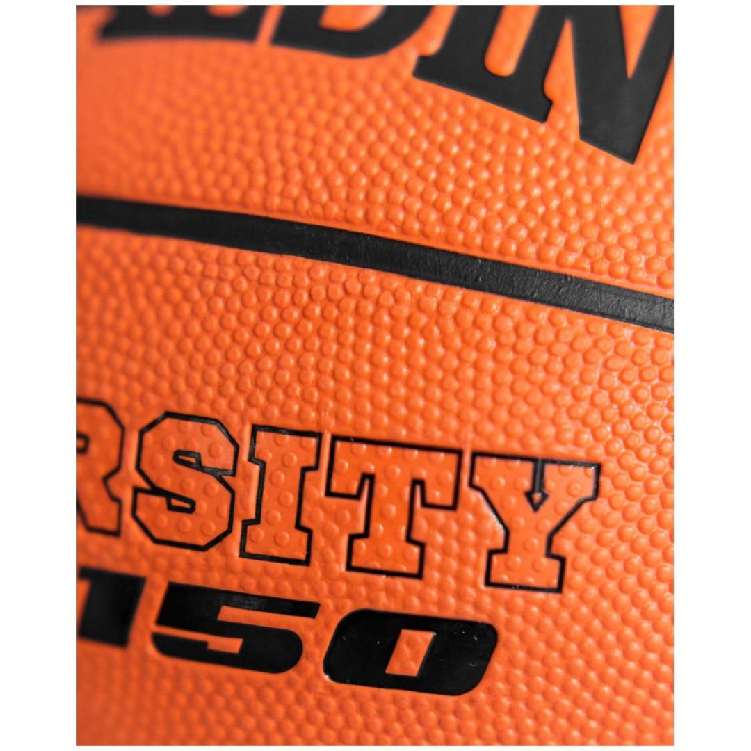 Spalding TF-150 Varsity piłka do koszykówki z wytrzymałej gumy | oficjalny rozmiar | nadaje się do wszystkich powierzchni | z Shooter's Seam dla lepszej kontroli nad piłką
