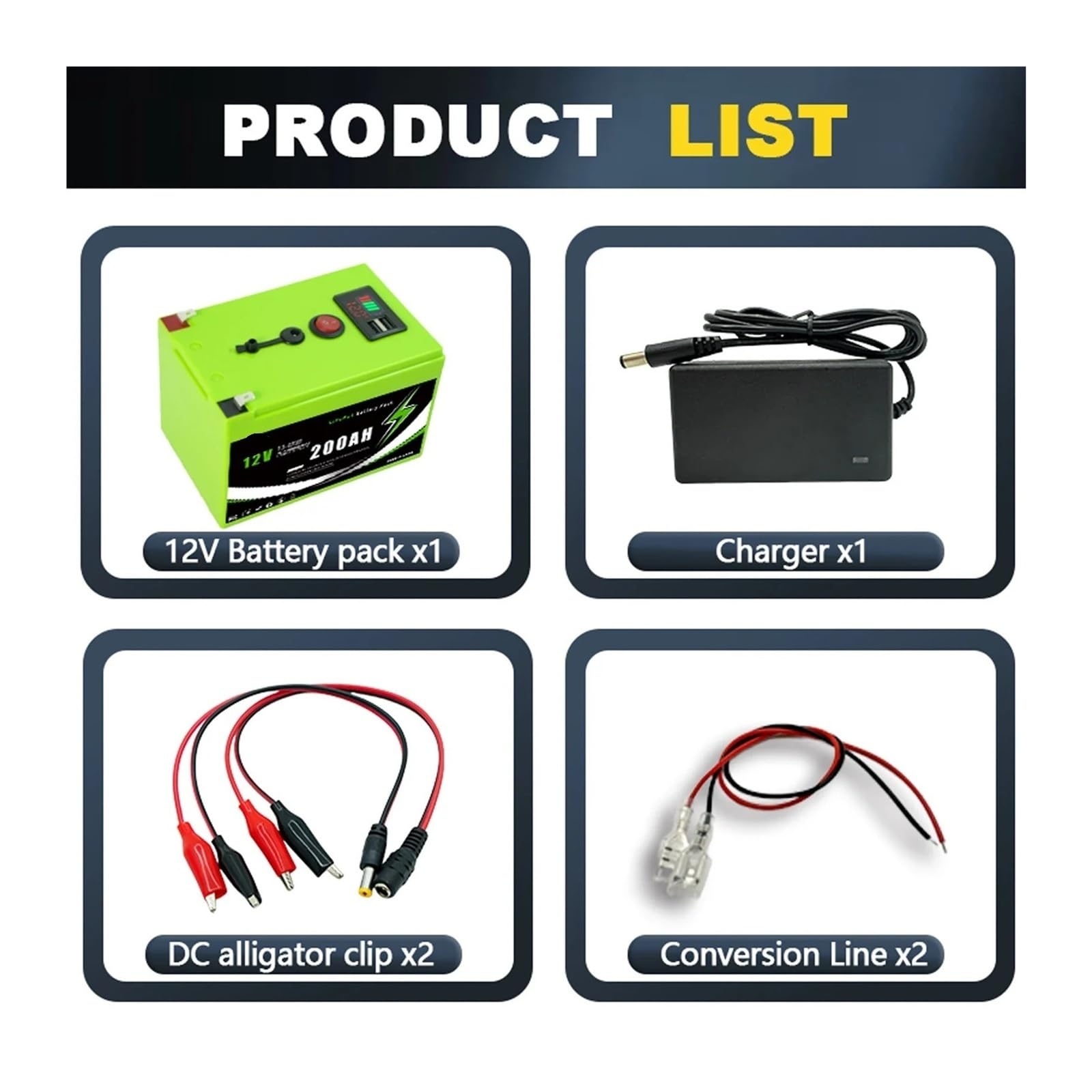Batteria Al Litio 12 V Batteria LiFePO4 Da 200 Ah Con Smart BMS, Ideale | For l'energia solare, l'accumulo di energia domestica off-grid for camper(200Ah Portable Power)