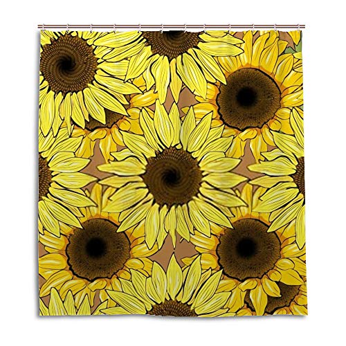 Rideau de douche tournesol en polyester imperméable 168x183 cm avec crochets - 2