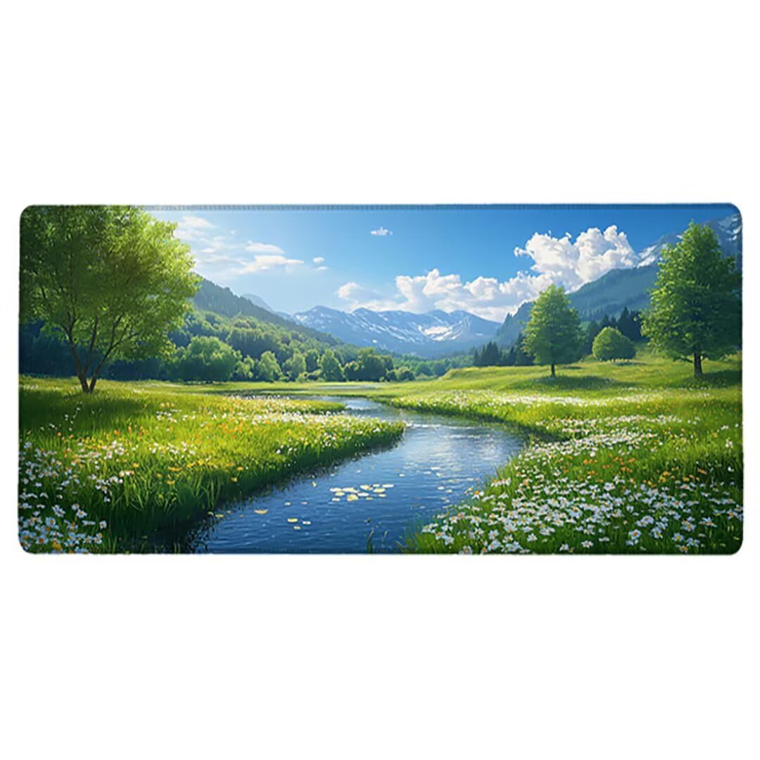 Podkładka pod mysz do gier XXL - 1200x600x3mm - Fabryczna duża antypoślizgowa podkładka pod klawiaturę biurową z przeszytymi krawędziami, krajobraz duża podkładka pod mysz do gier do biura i domu