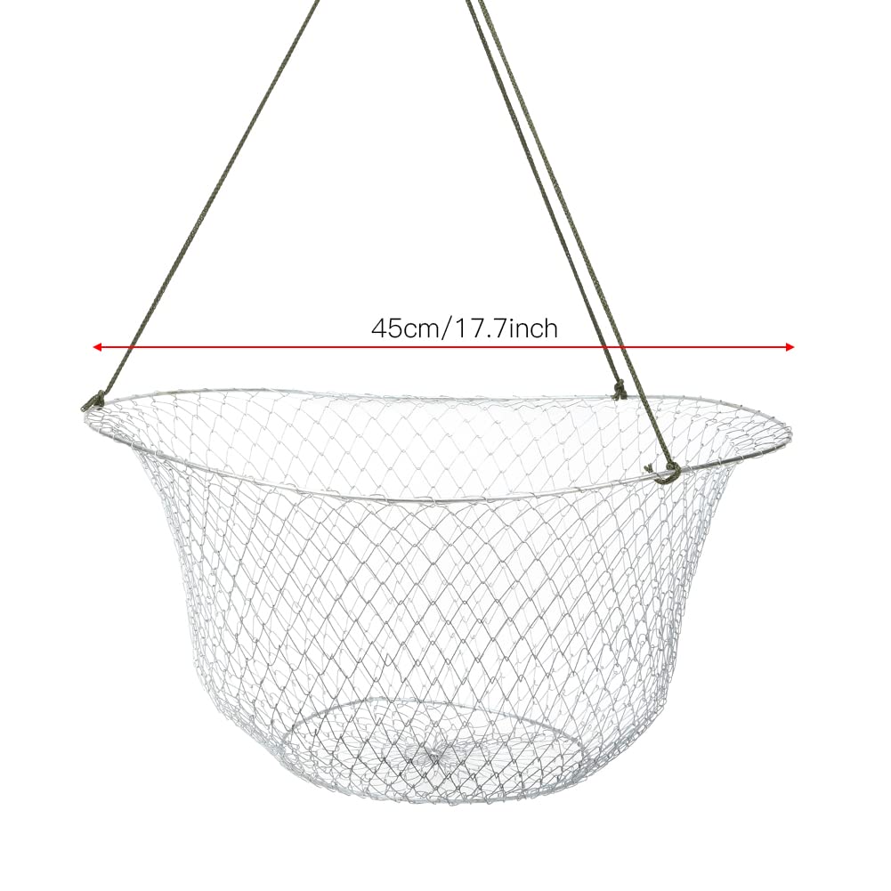 Red de Pesca Plegable de Alambre de Acero, Trampa Portátil para Pescar, Cangrejos, Langostas para Pesca Al Aire y Paseos en Bote, 17,7 Pulgadas de Diámetro