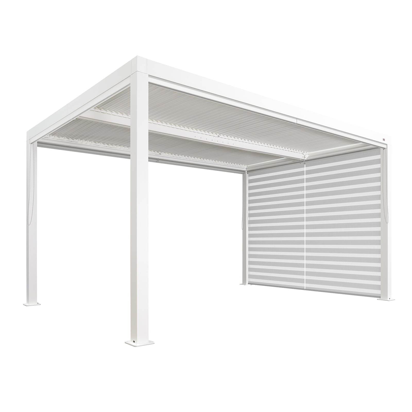 PURPLE LEAF Lamellenpergola Zubehör BY-AS, 2er-Set Außenrollo, für 3 m Graue Lamellenwand, UV-Schutz und Sichtschutz, Aluminiumrahmen und Textil, Stufenlos Einstellbar, Weiß