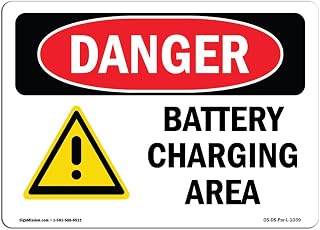 OSHA Danger Sign - Battery Charging Area | Plastic Sign | Protect Your Business, Construction Site, Warehouse & Shop Area | Made in The USA
