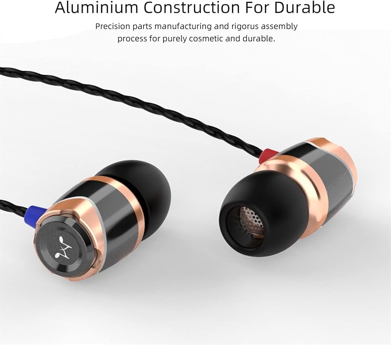 SoundMAGIC E10C Wired Earbuds with Microphone HiFi Stereo Earphones Noise Isolating in Ear Headphones Powerful Bass Tangle Free Cord Black Gold image 4