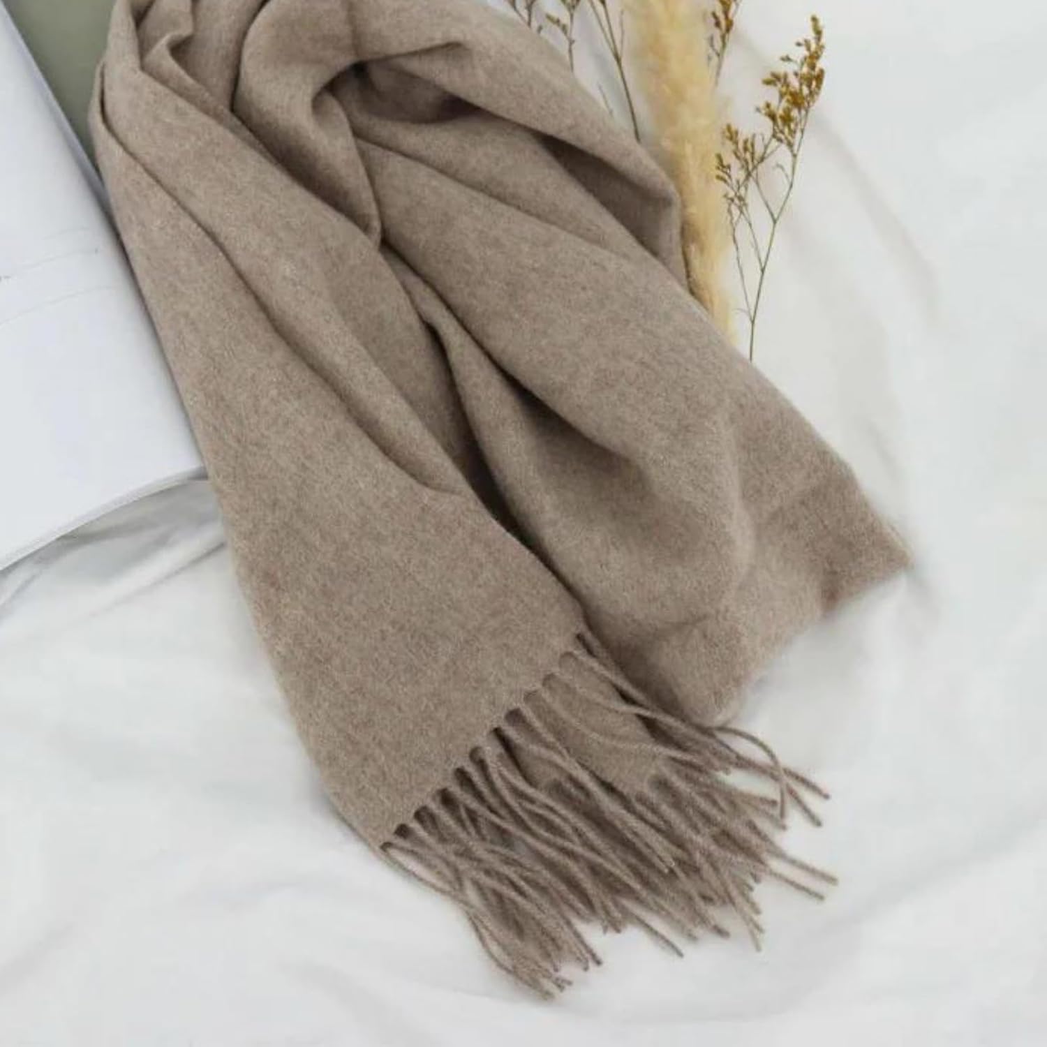 Wool Scarf Solid Color – Soft Warm Shawl Wrap, Unisex Couple Scarf For Winter Cold Weather