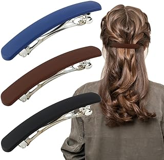 Hair Clips Hair Claw Clips Barrettes for Women 3 Pcs Matte Barrettes for Thin Fine Hair 3.54'' Flat Hair Clip Hair Pins French Barrette Hair Clips for Short Medium Hair Cute Hair Styling Clips Non Slip Strong Hold Vintage Hair Accessories Gifts for Women Girls Black Brown Blue