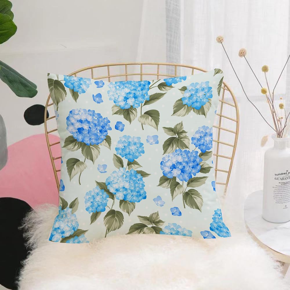 HYOSXW Cushion Cover,Throw Pillow Case Home Decorative for Living Room Bedroom Sofa Chair 16X16 Inch,Flower pattern of blue hydrangea flowers over light background. Seamless textur,Pillowcase 40X40cm
