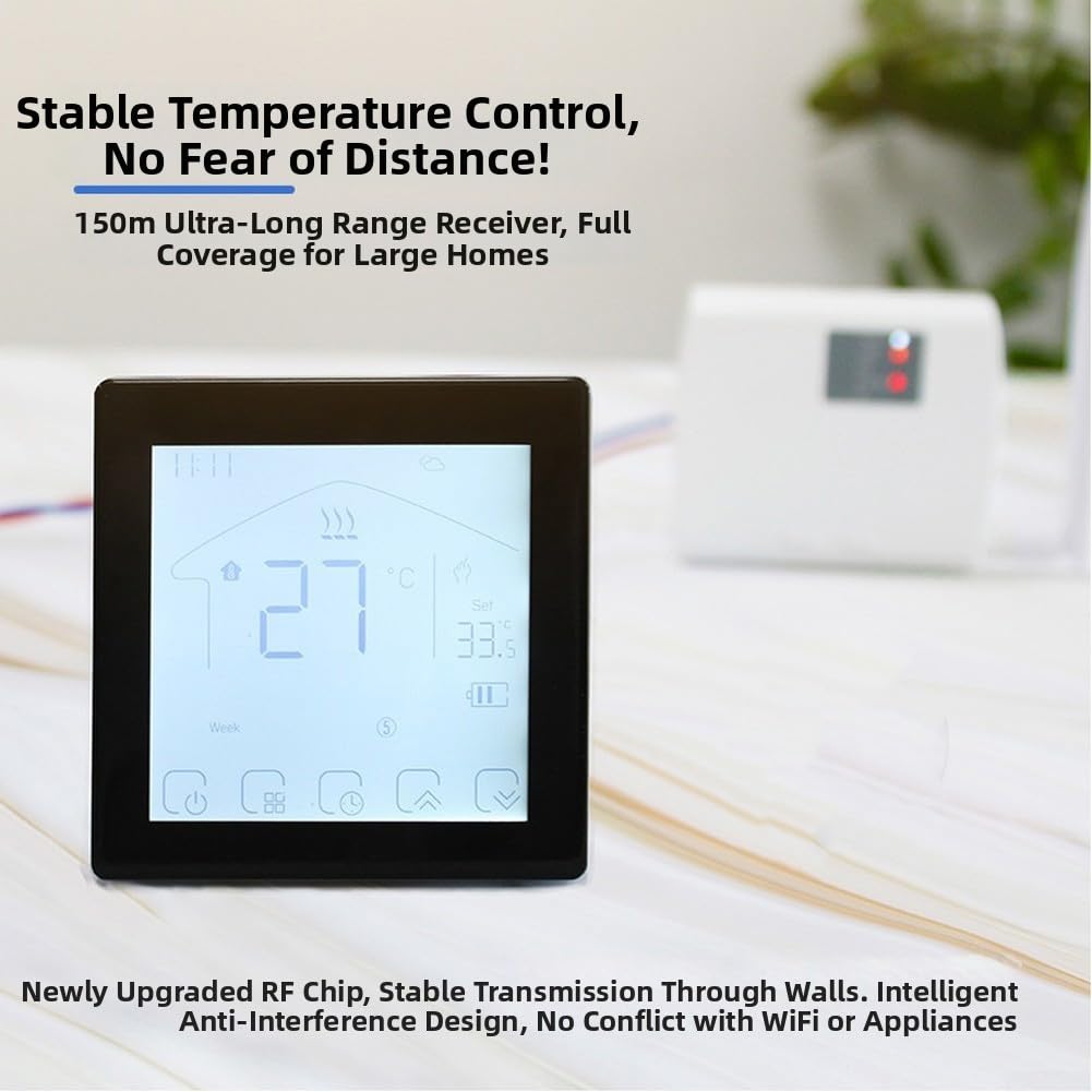 Pannello di controllo della temperatura intelligente WiFi per riscaldamento elettrico a pavimento e caldaie da parete con batteria a lunga durata da 2600 mAh e telecomando per case del Regno