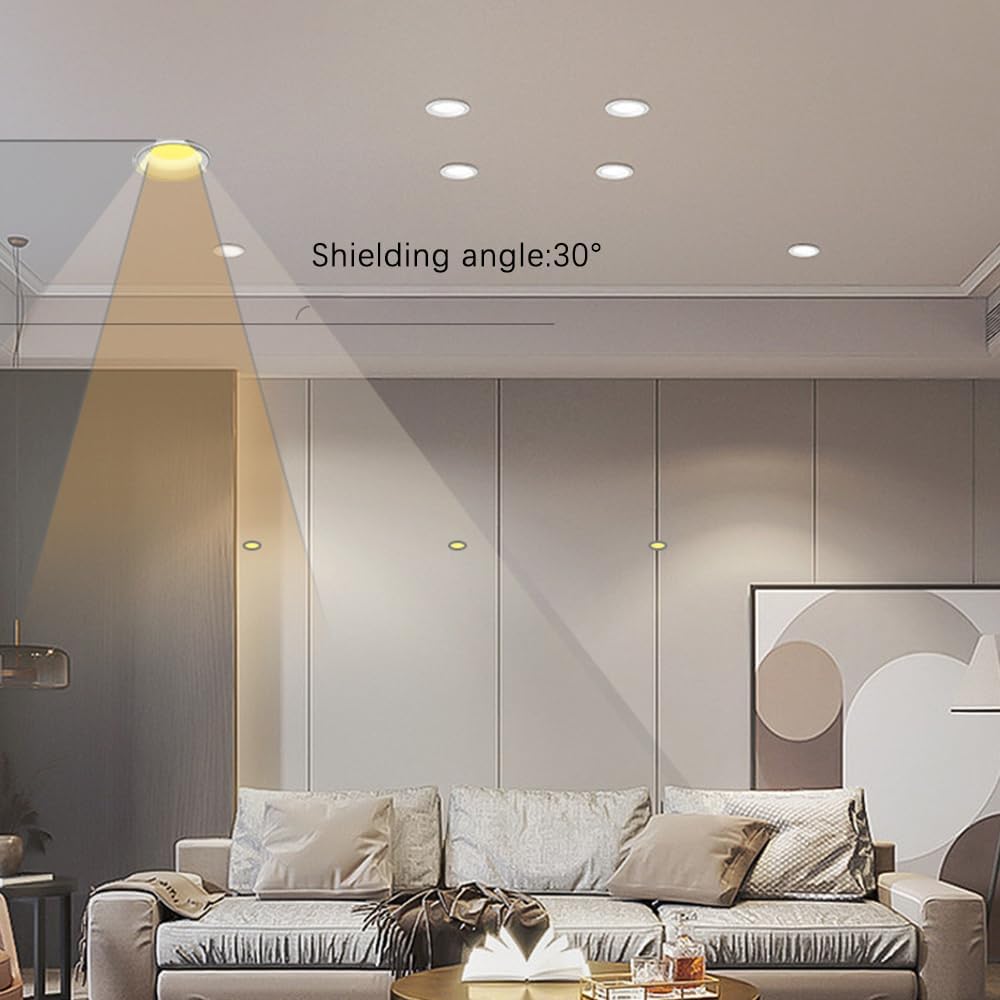 Led Recessed Lighting Dimmable Ceiling Spotlight Flush Mount Ceiling Downlight Accent Lamp Hallway Lighting Fixture Directional Spotlights for Living Room Bedroom Entryway/White/7W