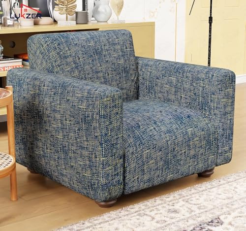 Image of Lukzer 1 Seater Yellow Lining Design Universal Sofa Cover | 360 Fully Covered Anti-Slip Washable Couch Cover Protecter | 140 GSM Stretch Fit Polyester + Spandex Slipcover (90-140cm /SC-025-01)