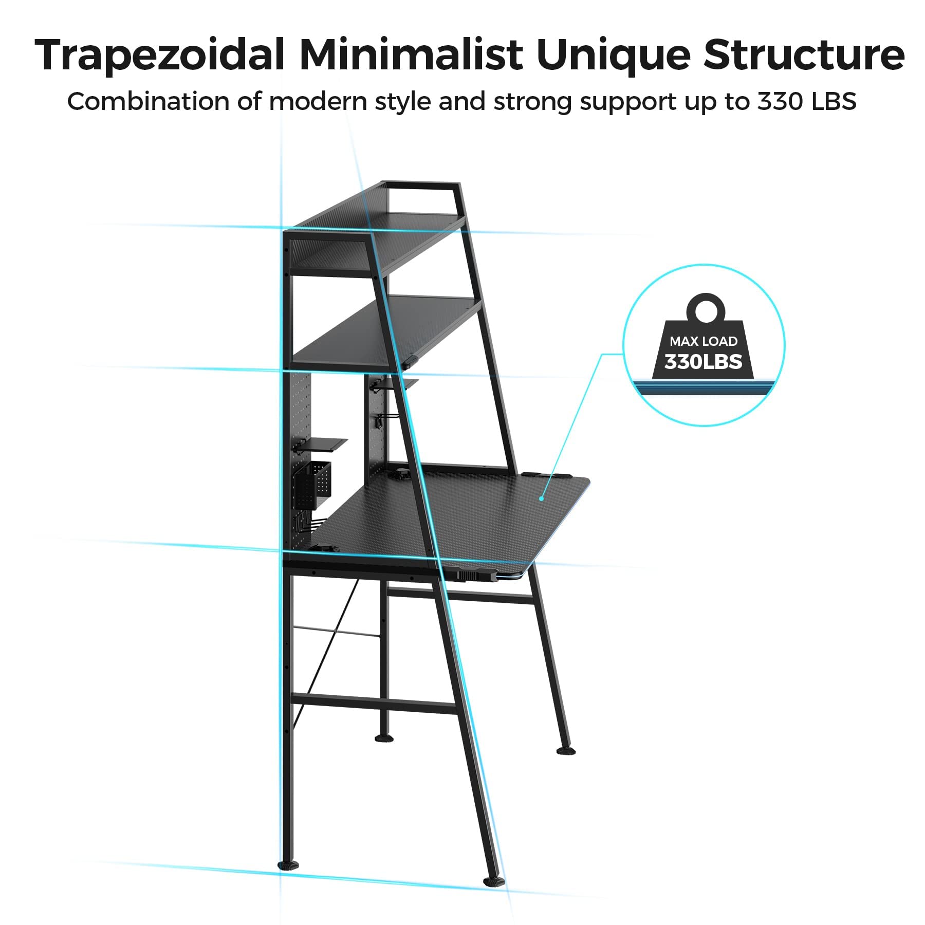 Buy EUREKA ERGONOMIC Gaming Desk with Storage & LED Lights, 2Tier