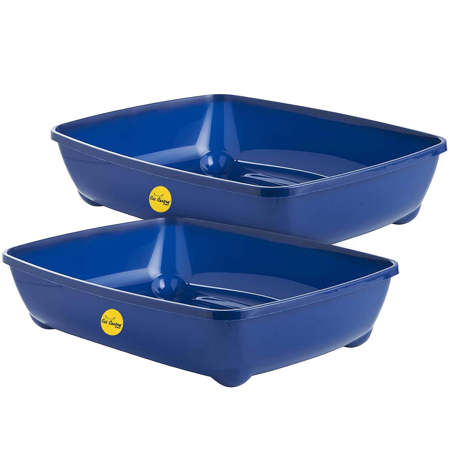 CAT CENTRE Set of 2 Blue Jumbo Open Cat Litter Tray 56cm XL Pet Toilet Kitten Easy Clean Plastic Portable Pan Loo Box Rounded Corners - Indoor & Outdoor - Kittens Adult Elderly Cats Trays