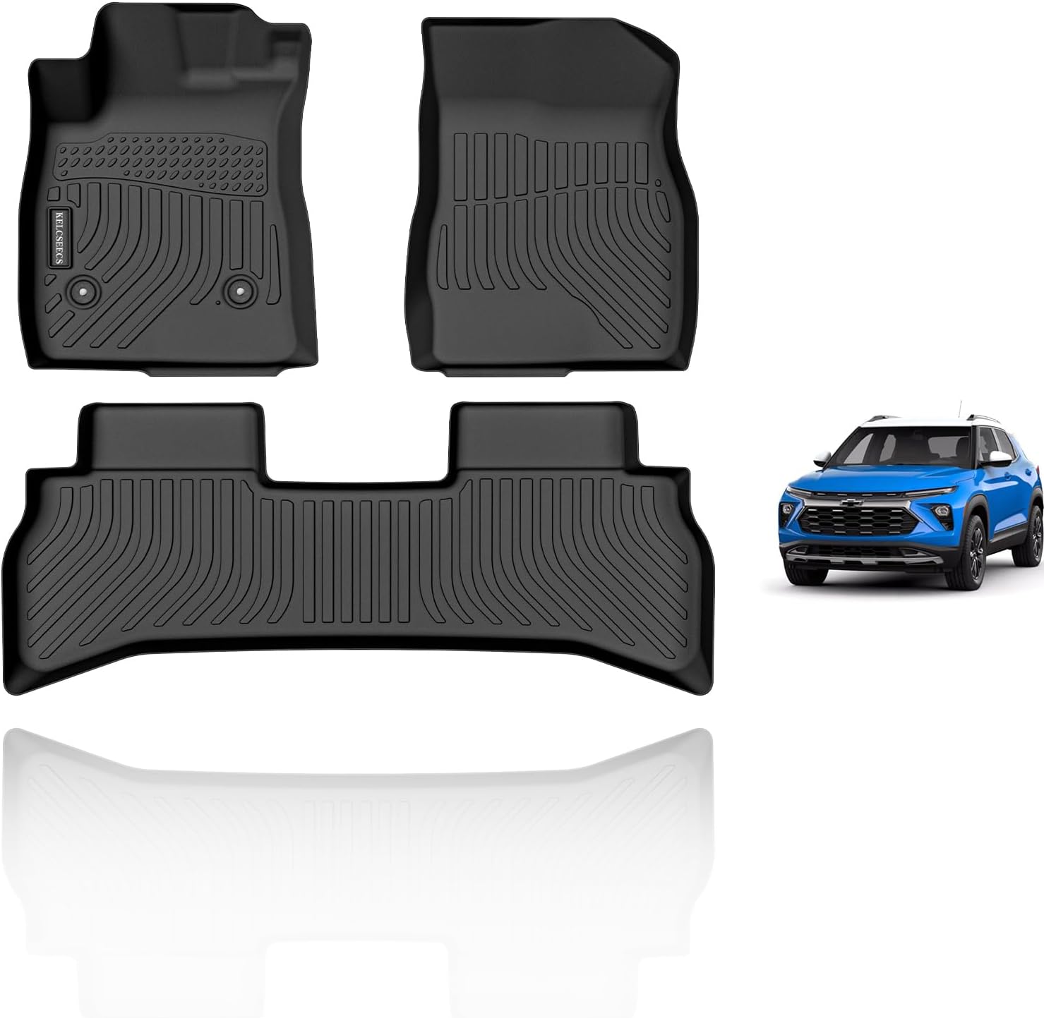 KELCSEECS Floor Mats Custom for Chevrolet Chevy Trailblazer FWD 2025 2024 2023 2022 2021 (Not AWD) Car Mats All Weather Front& 2nd Row Heavy Duty Floor Liners Trailblazer Floor Mats Accessories