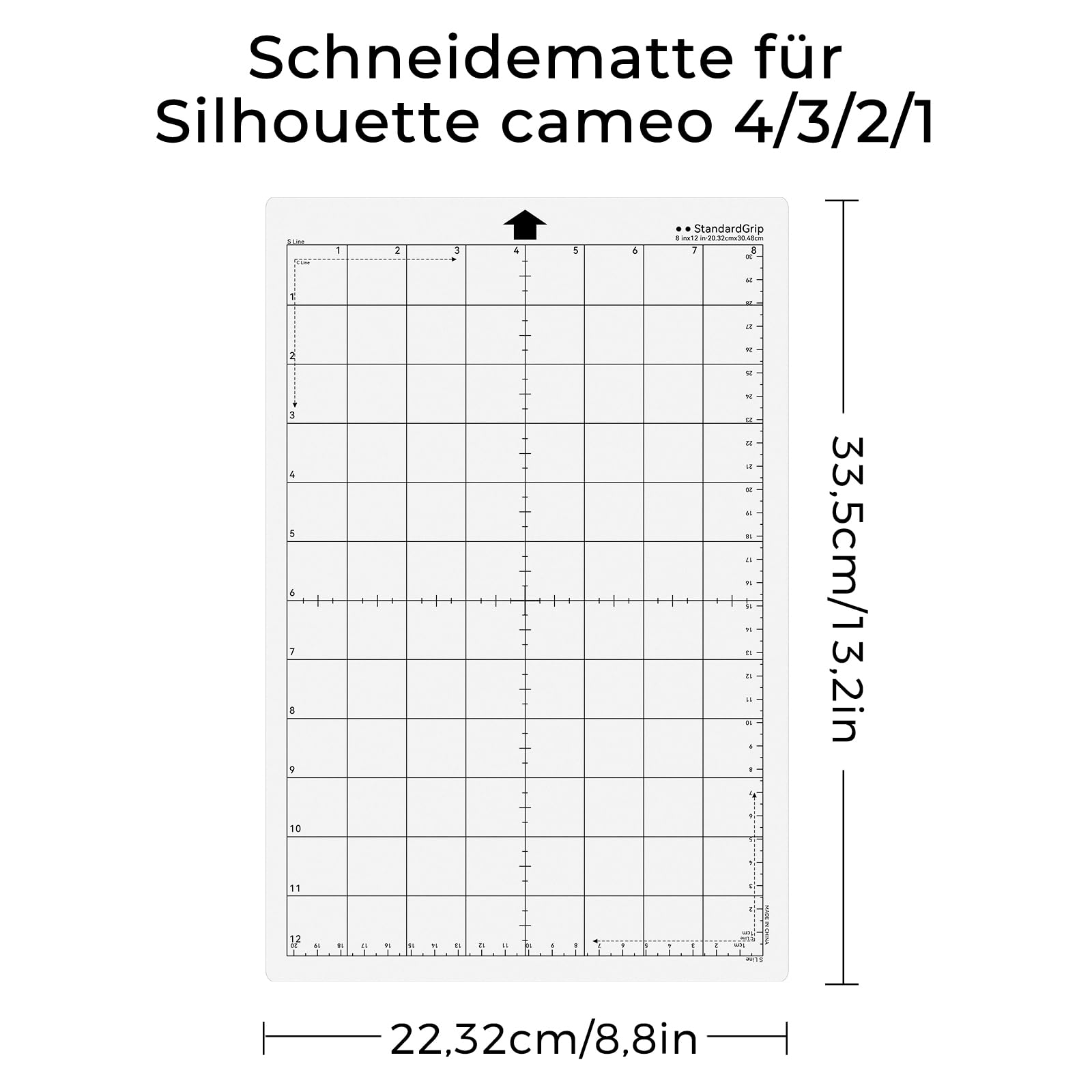 Prime Vinyl Alfombrilla de corte para Silhouette Portrait de repuesto, 3 unidades de 30,5 x 20,3 cm, cuadrícula autoadhesiva, juego de alfombrillas de corte