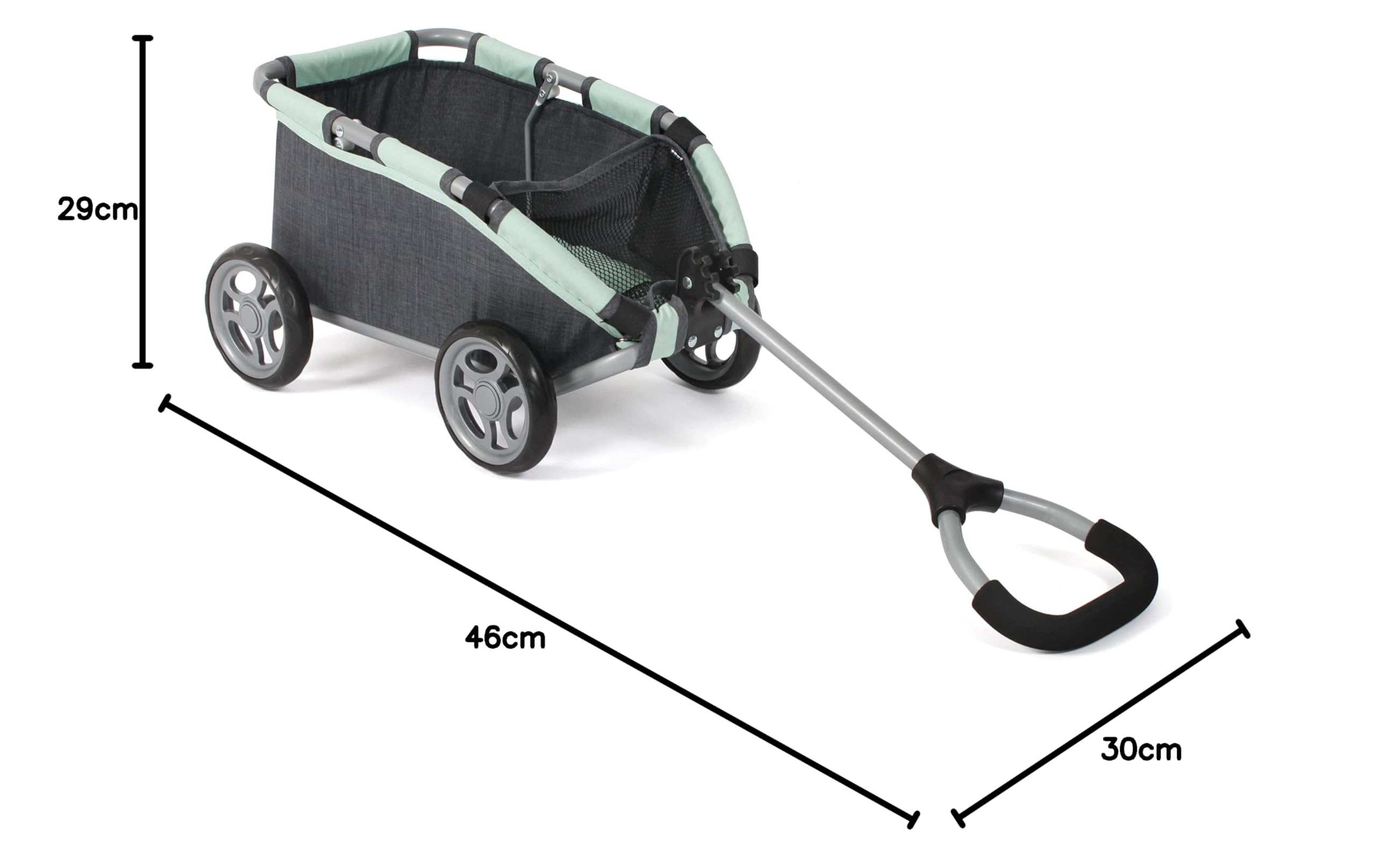 Bayer Chic 2000 Chariot de Traction Skipper, Petit Chariot pour Peluches, poupées et Jouets, Gris foncé, Anthracite mélangé, Menthe, 660-67