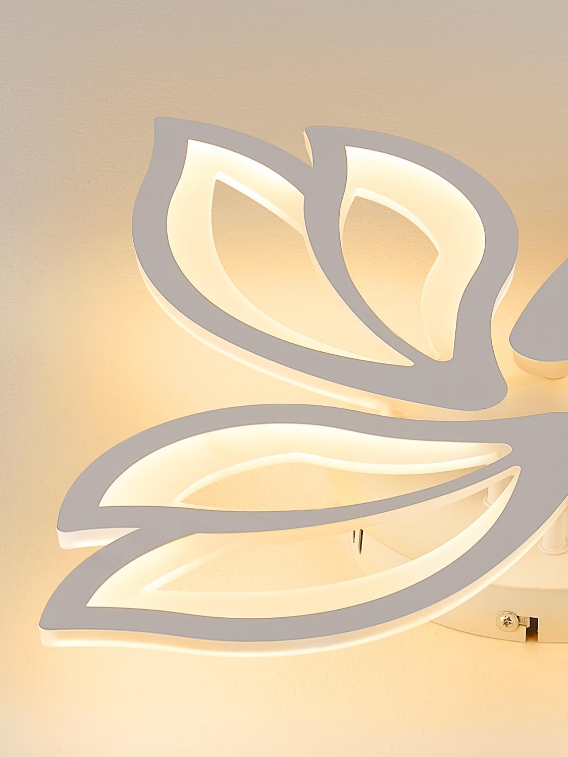 22" Modern White Flower Dimmable LED Light Fixtures, Geometric Low Profile Flush Mount Ceiling Light for Bedroom, Kitchen, Living Room