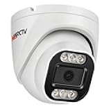 4K Security Audio Dome Camera 8MP (2160P) Smart Dual Light PoE Turret AI Human Detection 2.8mm 106° Wide Angle Lens Color Night Vision Built-in Mic IP67 Waterproof Compatible with NVR