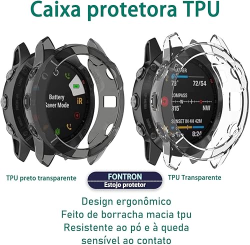 Miniatura 2 de Protector de pantalla de reloj (3 + 2 unidades) compatible con Garmin Fenix 6S / Fenix 6S Pro, película de vidrio templado antiarañazos, cobertura