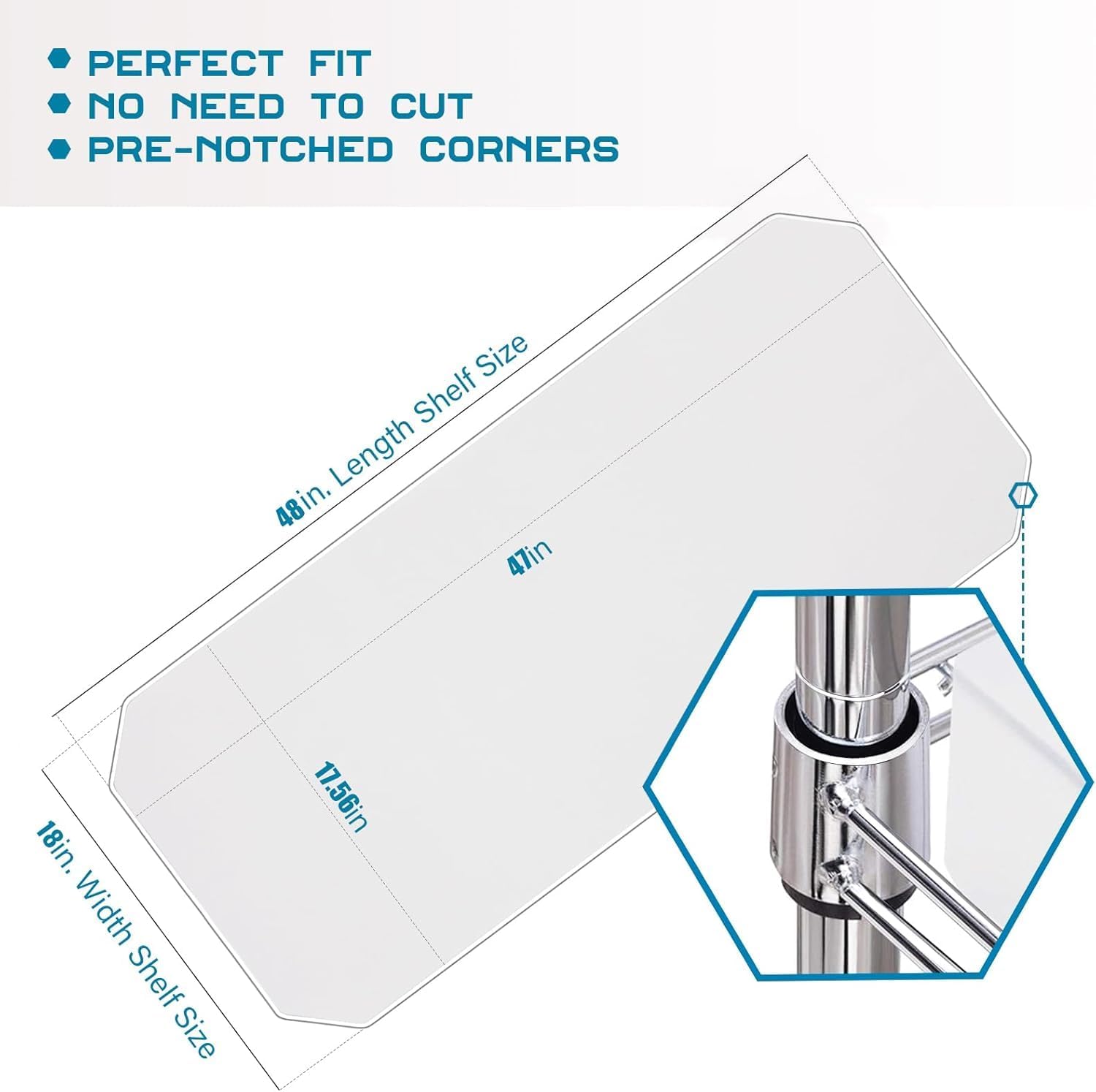 BRIAN & DANY Wire Shelf Liner 18" X 48", Heavy Duty Shelf Liners for Wire Shelving, Waterproof Protector Mats, Set of 6, Transparent