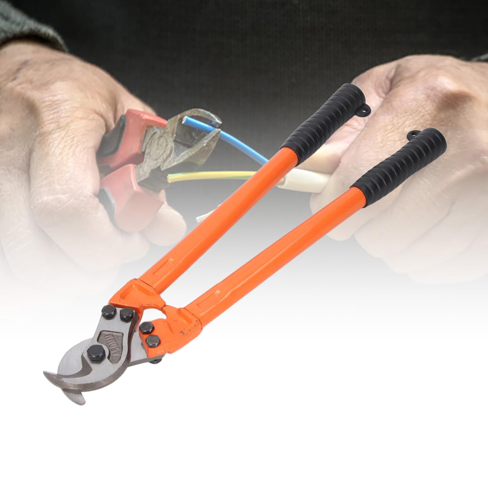 Yosoo Health Gear Kabelschneider 150 mm², 18 Zoll, Elektrostahldraht-Schneidzange, Handwerkzeug aus Kohlenstoffgehalt mit Langem Griff für Aluminiumkabel und Kupfer