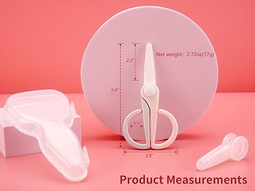 Miniatura 9 de Tijeras de cerámica para cortar alimentos para bebés, tijeras de alimentación saludables sin BPA con cubierta protectora de hoja y estuche de viaje