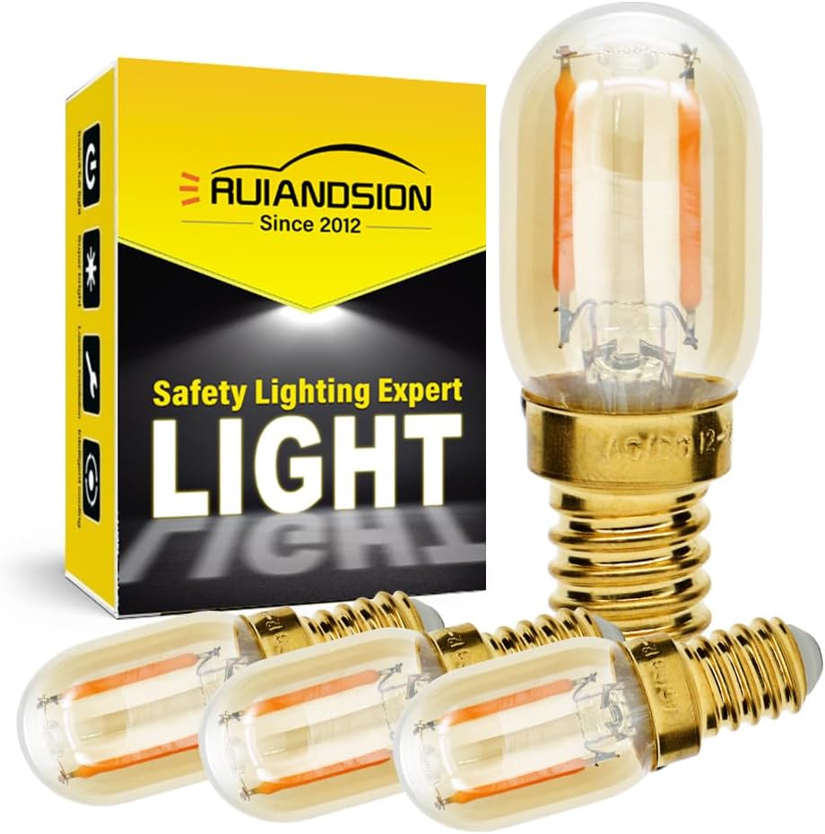 Ruiandsion E12 LED Bulb 1W Night Light 12-24V Chandelier Pendant Candelabra Refrigerator Lights Freezer Fridge Lamp Bedroom Wall Sconces, Yellow 2200K (Pack of 2)