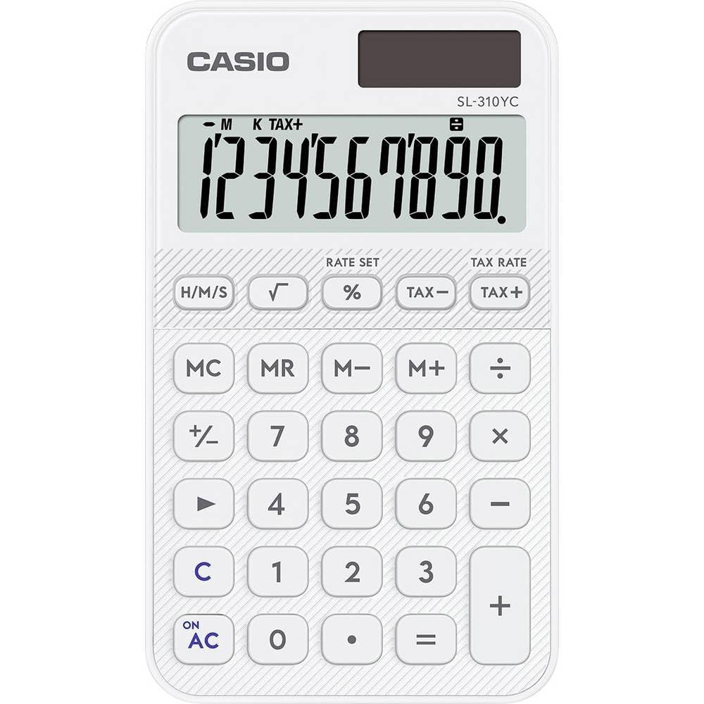 CASIO SL-​310YC Calculadora de Bolsillo con cálculo de Tiempo, Blanco