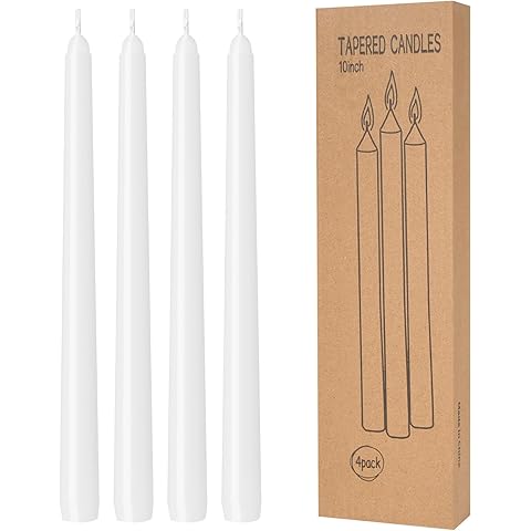 Taper Candles - Dripless Smokeless White 10 Inch 4 Pack
