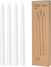 4 Pack White Taper Candles - Taper Candles 10 Inch Dripless, Smokeless & Unscented - 8 Hours Long Burning - Hand Poured Tall Candlesticks - Ideal for Weddings, Dinner Parties, and Home Décor