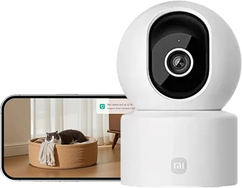 XIAOMI Smart Camera C302 – 2K UHD Indoor Security Camera with 360° Pan/Tilt, AI Human & Pet Detection with Auto-Tracking, Cry Sound Alert, Two-Way Audio, Wi‑Fi 6 & Bluetooth Setup